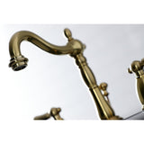 Heritage Two-Handle 3-Hole Deck Mount Widespread Bathroom Faucet with Brass Pop-Up