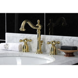 Heritage Two-Handle 3-Hole Deck Mount Widespread Bathroom Faucet with Brass Pop-Up