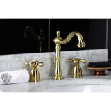 Heritage Two-Handle 3-Hole Deck Mount Widespread Bathroom Faucet with Brass Pop-Up