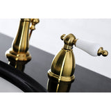 Heritage Two-Handle 3-Hole Deck Mount Widespread Bathroom Faucet with Brass Pop-Up