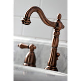 Heritage Two-Handle 3-Hole Deck Mount Widespread Bathroom Faucet with Brass Pop-Up