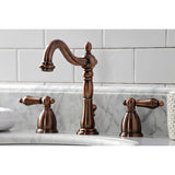 Heritage Two-Handle 3-Hole Deck Mount Widespread Bathroom Faucet with Brass Pop-Up