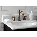 Heritage Two-Handle 3-Hole Deck Mount Widespread Bathroom Faucet with Brass Pop-Up