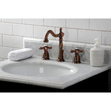 Heritage Two-Handle 3-Hole Deck Mount Widespread Bathroom Faucet with Brass Pop-Up