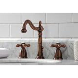 Heritage Two-Handle 3-Hole Deck Mount Widespread Bathroom Faucet with Brass Pop-Up