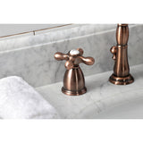 Heritage Two-Handle 3-Hole Deck Mount Widespread Bathroom Faucet with Brass Pop-Up