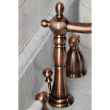 Heritage Two-Handle 3-Hole Deck Mount Widespread Bathroom Faucet with Brass Pop-Up