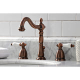 Heritage Two-Handle 3-Hole Deck Mount Widespread Bathroom Faucet with Brass Pop-Up