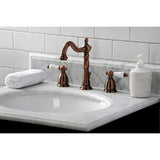 Heritage Two-Handle 3-Hole Deck Mount Widespread Bathroom Faucet with Brass Pop-Up