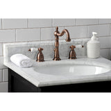 Heritage Two-Handle 3-Hole Deck Mount Widespread Bathroom Faucet with Brass Pop-Up