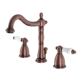 Heritage Two-Handle 3-Hole Deck Mount Widespread Bathroom Faucet with Brass Pop-Up