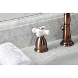 Heritage Two-Handle 3-Hole Deck Mount Widespread Bathroom Faucet with Brass Pop-Up