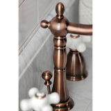 Heritage Two-Handle 3-Hole Deck Mount Widespread Bathroom Faucet with Brass Pop-Up