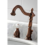 Heritage Two-Handle 3-Hole Deck Mount Widespread Bathroom Faucet with Brass Pop-Up