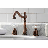Heritage Two-Handle 3-Hole Deck Mount Widespread Bathroom Faucet with Brass Pop-Up