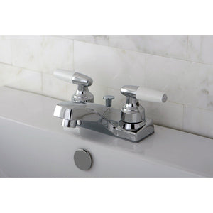 Double-Handle 3-Hole Deck Mount 4-Inch Centerset Bathroom Faucet with ABS Pop-Up Drain