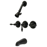 Victorian Triple-Handle Tub and Shower Faucet