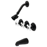 Victorian Triple-Handle Tub and Shower Faucet
