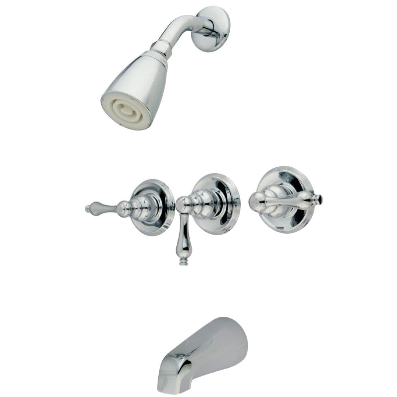 Victorian Triple-Handle Tub and Shower Faucet