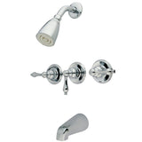 Victorian Triple-Handle Tub and Shower Faucet