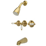 Victorian Triple-Handle Tub and Shower Faucet