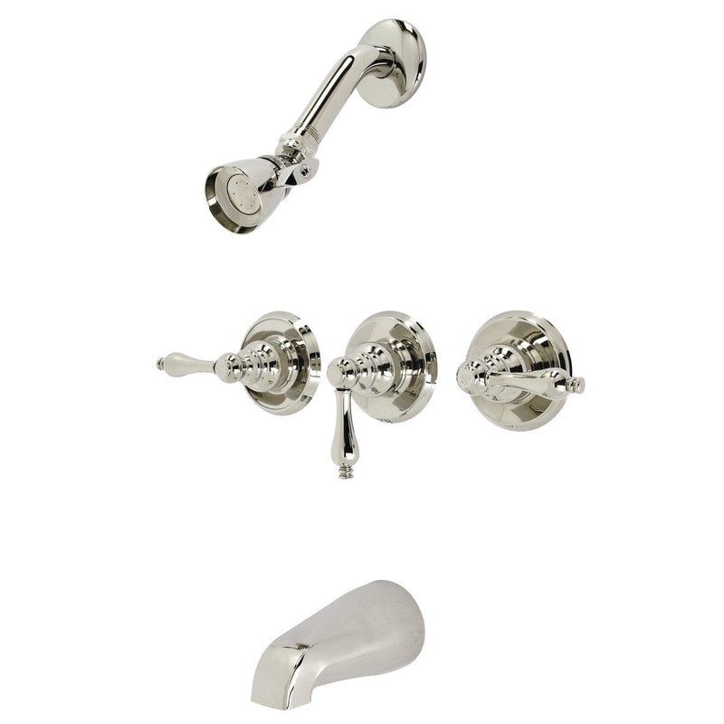 Victorian Triple-Handle Tub and Shower Faucet