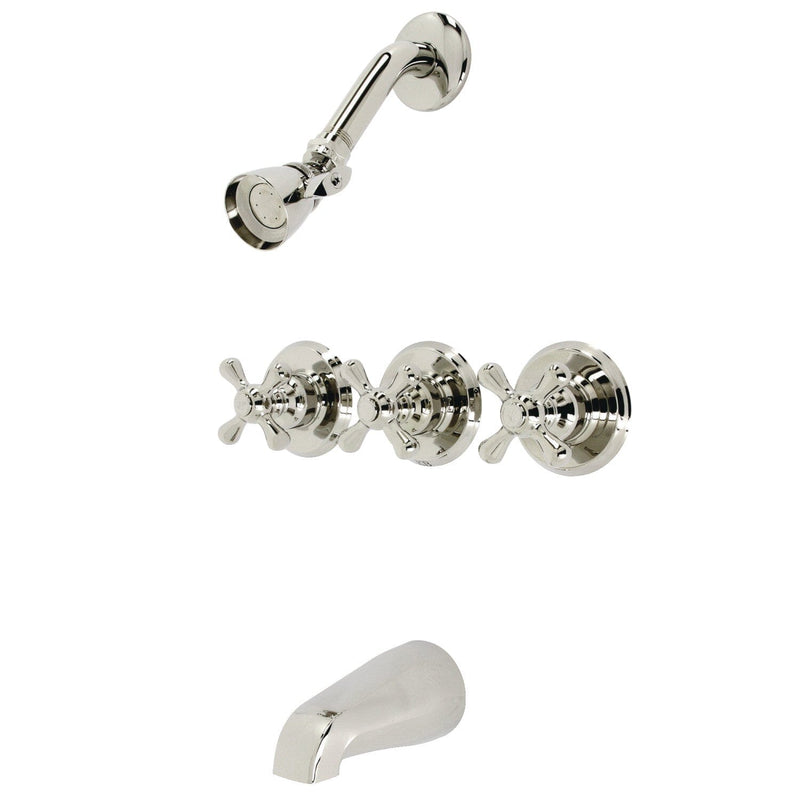 Victorian Triple-Handle Tub and Shower Faucet