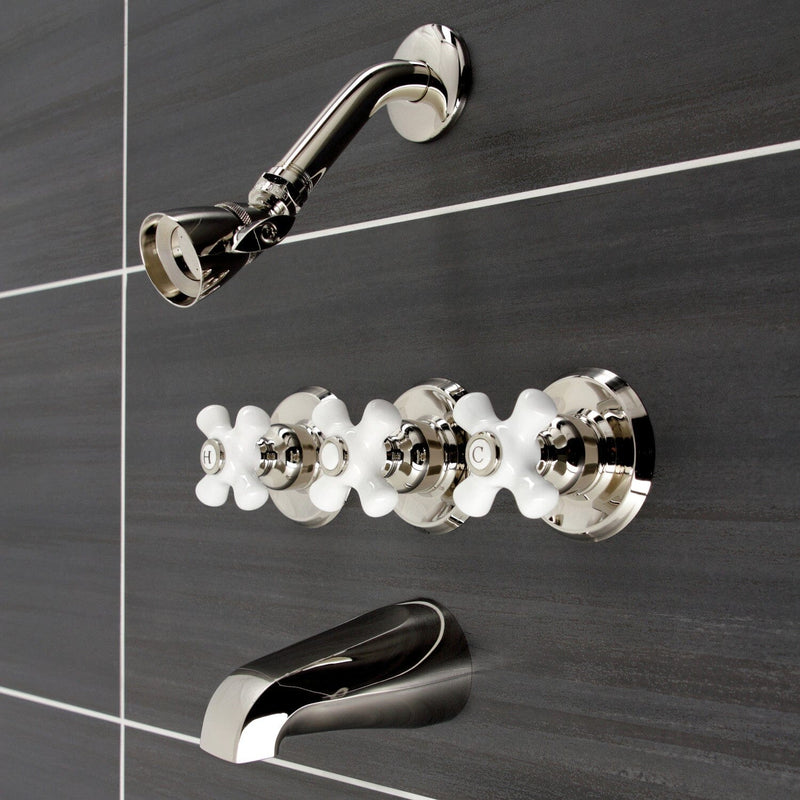 Victorian Triple-Handle Tub and Shower Faucet