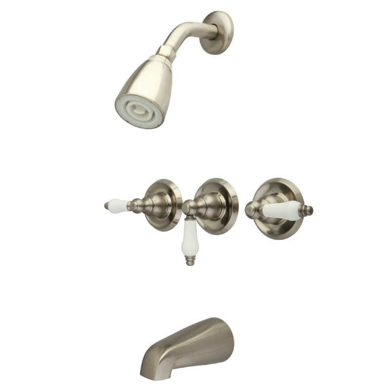 Victorian Triple-Handle Tub and Shower Faucet
