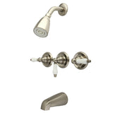 Victorian Triple-Handle Tub and Shower Faucet