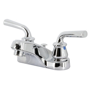 Restoration Double-Handle 3-Hole Deck Mount 4-Inch Centerset Bathroom Faucet with Brass Pop-Up