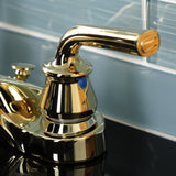Restoration Double-Handle 3-Hole Deck Mount 4-Inch Centerset Bathroom Faucet with Brass Pop-Up
