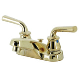 Restoration Double-Handle 3-Hole Deck Mount 4-Inch Centerset Bathroom Faucet with Brass Pop-Up