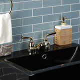 Restoration Double-Handle 3-Hole Deck Mount 4-Inch Centerset Bathroom Faucet