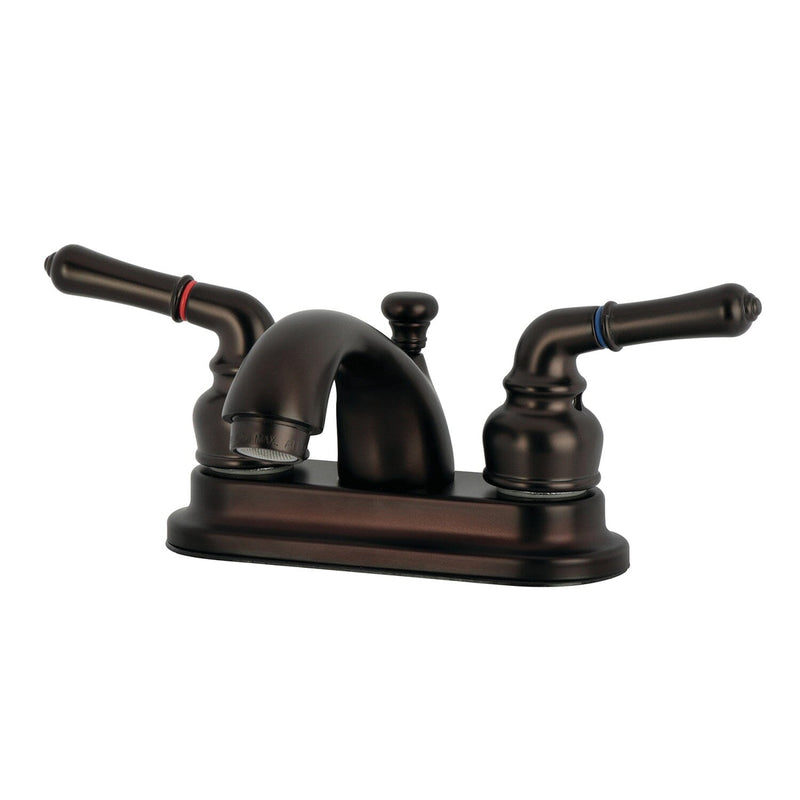 Double-Handle 3-Hole Deck Mount 4-Inch Centerset Bathroom Faucet with Pop-Up Drain
