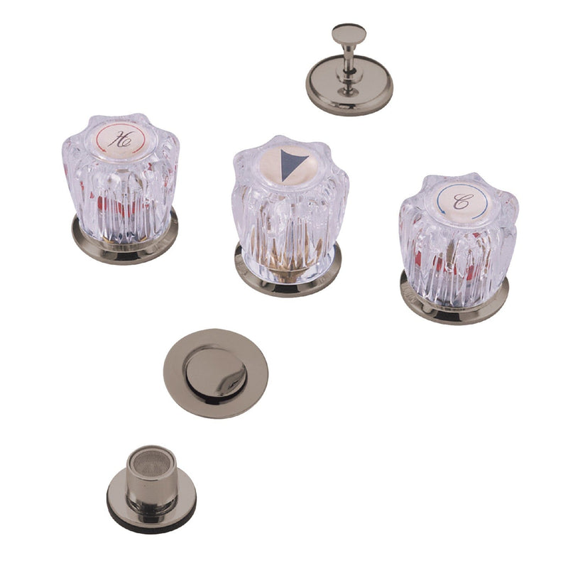 Americana Three-Handle Deck Mount Bidet Faucet with Brass Pop-Up