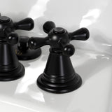 Victorian Three-Handle Deck Mount Vertical Spray Bidet Faucet with Brass Pop-Up