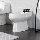 Victorian Three-Handle Deck Mount Vertical Spray Bidet Faucet with Brass Pop-Up