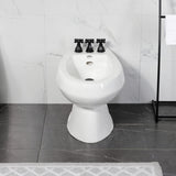 Metropolitan Three-Handle Deck Mount Vertical Spray Bidet Faucet with Brass Pop-Up