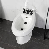 Metropolitan Three-Handle Deck Mount Vertical Spray Bidet Faucet with Brass Pop-Up