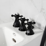 Metropolitan Three-Handle Deck Mount Vertical Spray Bidet Faucet with Brass Pop-Up