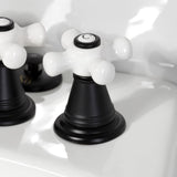 Victorian Three-Handle Deck Mount Vertical Spray Bidet Faucet with Brass Pop-Up