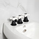 Victorian Three-Handle Deck Mount Vertical Spray Bidet Faucet with Brass Pop-Up