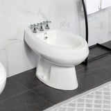 Victorian Three-Handle Deck Mount Vertical Spray Bidet Faucet with Brass Pop-Up