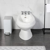 Victorian Three-Handle Deck Mount Vertical Spray Bidet Faucet with Brass Pop-Up