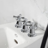 Victorian Three-Handle Deck Mount Vertical Spray Bidet Faucet with Brass Pop-Up