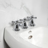 Victorian Three-Handle Deck Mount Vertical Spray Bidet Faucet with Brass Pop-Up