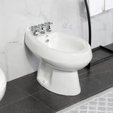 Metropolitan Three-Handle Deck Mount Vertical Spray Bidet Faucet with Brass Pop-Up