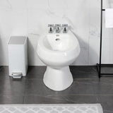 Metropolitan Three-Handle Deck Mount Vertical Spray Bidet Faucet with Brass Pop-Up