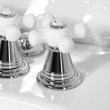 Victorian Three-Handle Deck Mount Vertical Spray Bidet Faucet with Brass Pop-Up